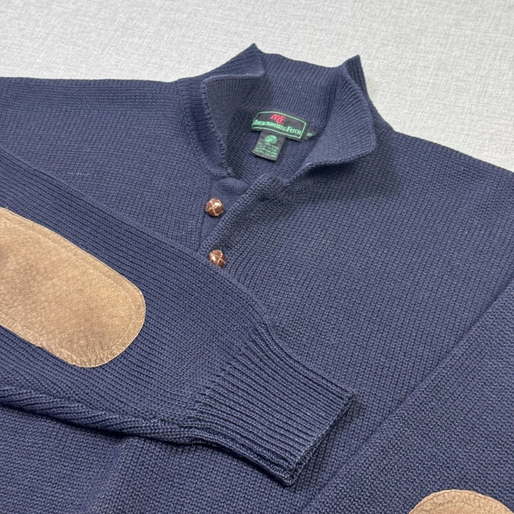 Abercrombie‎ & Fitch Vintage Wool Sweater Pullover Mens XL Blue Elbow Patch